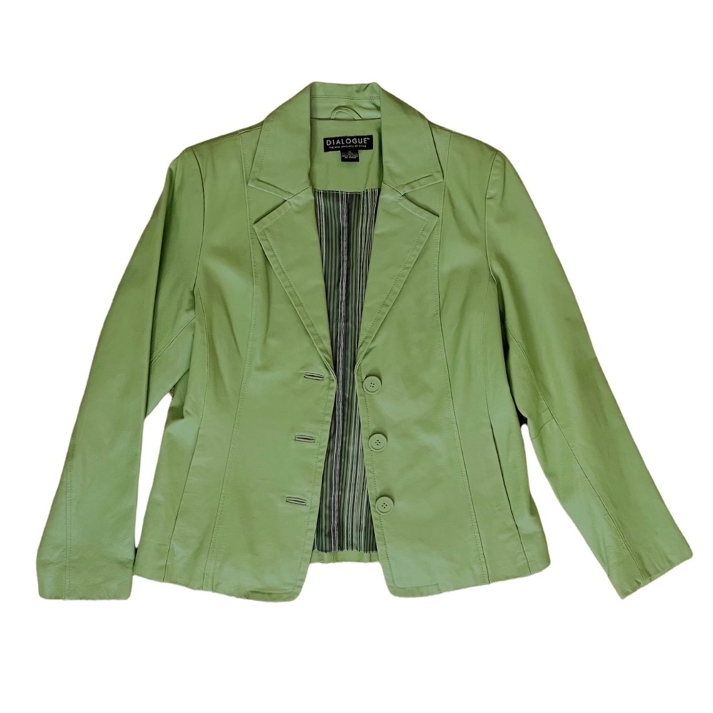 *SOLD* Dialogue sage green leather blazer